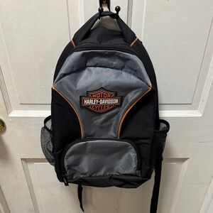Harley-Davidson Black and Gray Backpack with Orange Accents